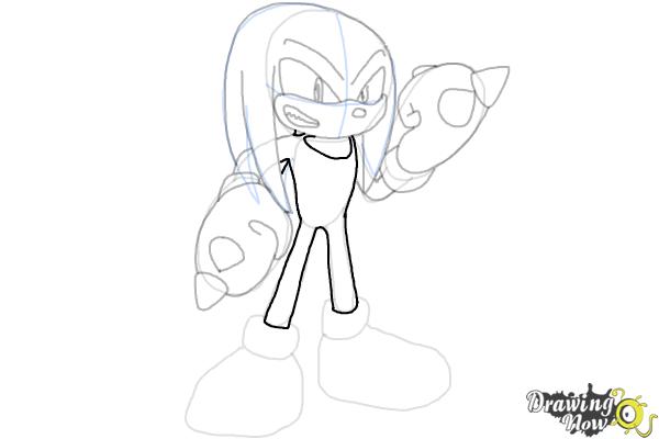 How to Draw Sonic - Knuckles the Echidna - Step 14 How to Draw Sonic - Knuckles the Echidna - Step 14
