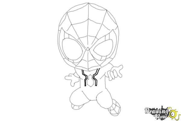 How to Draw Spider-Man: No Way Home - Step 15 How to Draw Spider-Man: No Way Home - Step 15