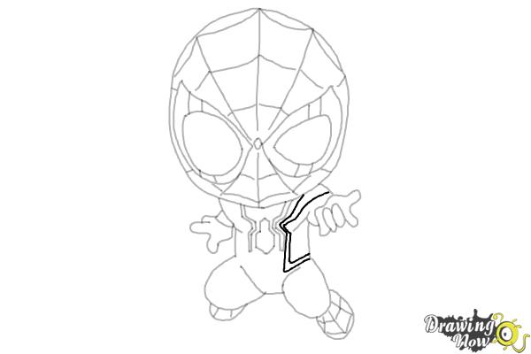 How to Draw Spider-Man: No Way Home - Step 16 How to Draw Spider-Man: No Way Home - Step 16