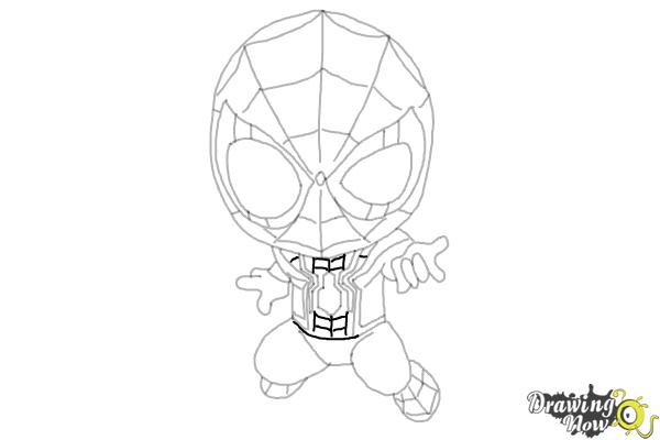 How to Draw Spider-Man: No Way Home - Step 18 How to Draw Spider-Man: No Way Home - Step 18