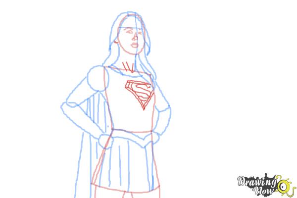 How to Draw Supergirl 2015 - Step 9