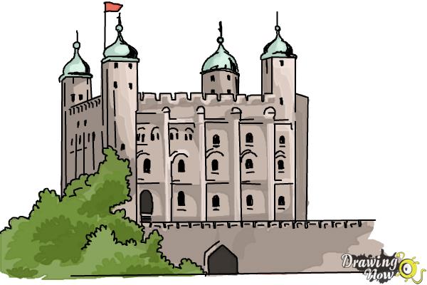 How to Draw The Tower Of London - Step 10 How to Draw The Tower Of London - Step 10
