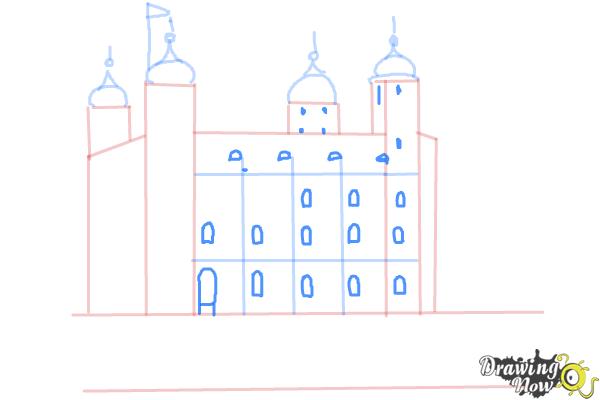 How to Draw The Tower Of London - Step 6 How to Draw The Tower Of London - Step 6