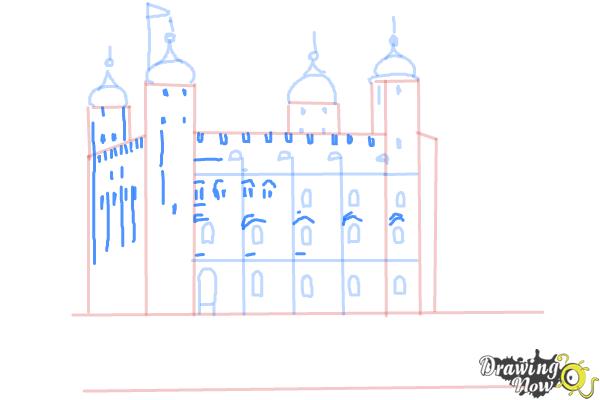 How to Draw The Tower Of London - Step 7 How to Draw The Tower Of London - Step 7