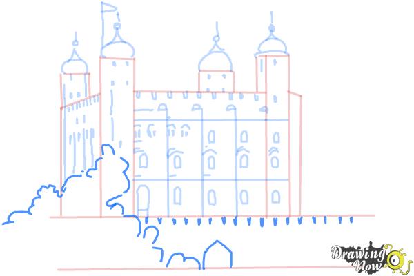 How to Draw The Tower Of London - Step 8 How to Draw The Tower Of London - Step 8