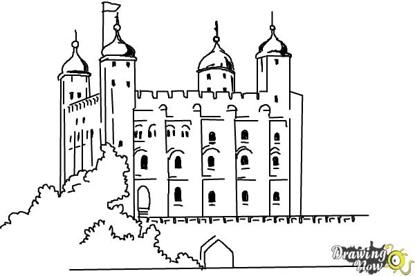How to Draw The Tower Of London - Step 9 How to Draw The Tower Of London - Step 9