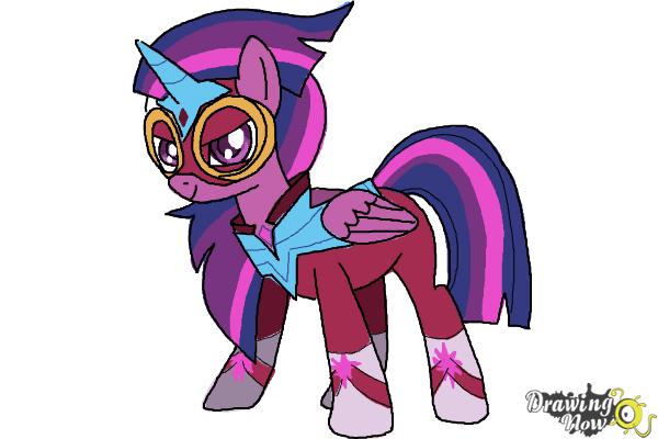 How to Draw Twilight Sparkle, Masked Matter-Horn from Power Ponies - Step 10 How to Draw Twilight Sparkle, Masked Matter-Horn from Power Ponies - Step 10