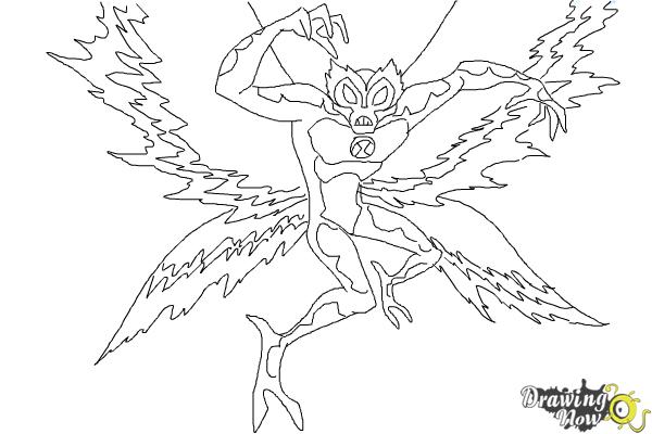 How to Draw Ultimate Big Chill from Ben 10 - Step 10 How to Draw Ultimate Big Chill from Ben 10 - Step 10