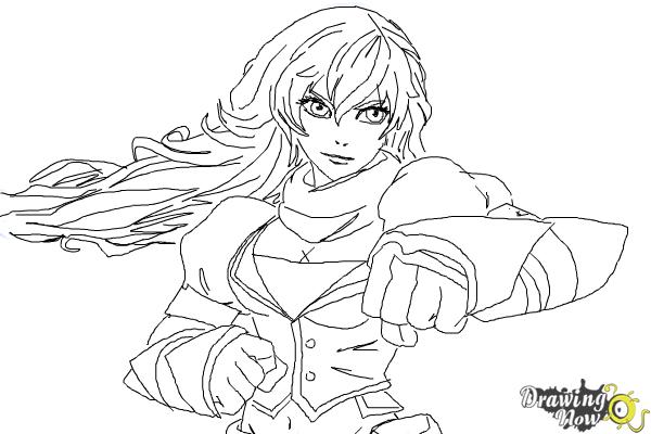 How to Draw Yang Xiao Long from Rwby - Step 9 How to Draw Yang Xiao Long from Rwby - Step 9