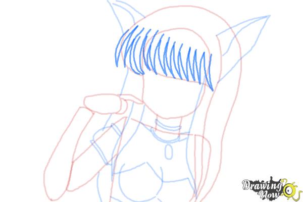 How to Draw Zakuro Fujiwara from Tokyo Mew Mew - Step 7 How to Draw Zakuro Fujiwara from Tokyo Mew Mew - Step 7